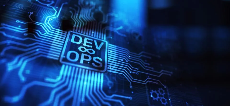 DevOps Agile development concept on virtual screen. Stock Illustration