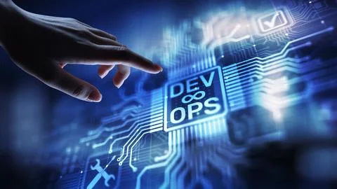 DevOps Agile development concept on virtual screen. 写真素材