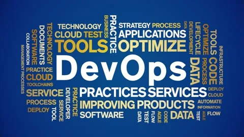 DevOps animated word cloud,animation text tag kinetic typography seamless loop. Stock Footage 190241134