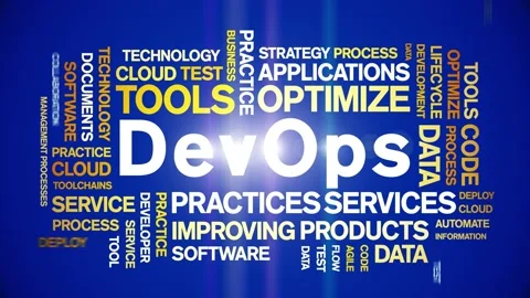 DevOps animated word cloud,animation text tag kinetic typography seamless loop. Stock Footage 190247679