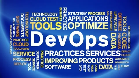 DevOps animated word cloud,animation text tag kinetic typography seamless loop. Stock Footage 190253540