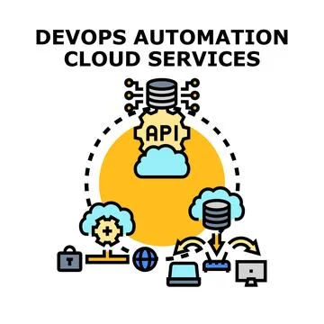 Devops automation cloud computing services concept Illustrazione stock