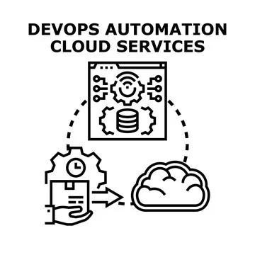 Devops automation cloud services development workflow 스톡 일러스트