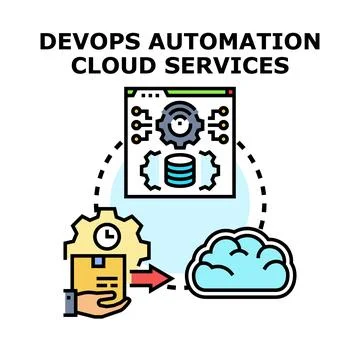 Devops automation cloud services development workflow Stock Illustration