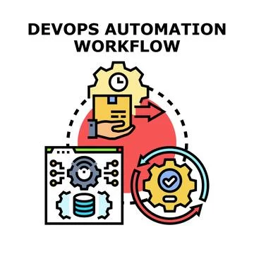 Devops automation workflow process development delivery Stock Illustration