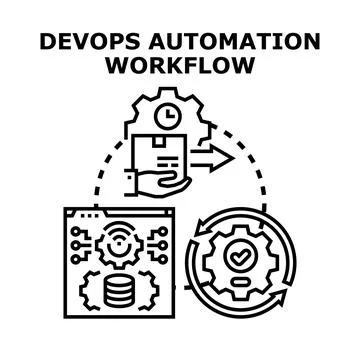 Devops automation workflow process development delivery Stock Illustration
