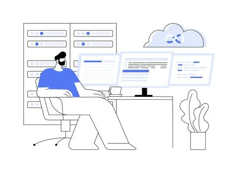 DevOps cloud engineer abstract concept vector illustration. Illustrazione stock