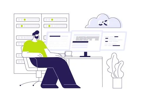 DevOps cloud engineer abstract concept vector illustration. Stock Illustration