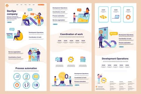 DevOps company flat landing page. Stock Illustration
