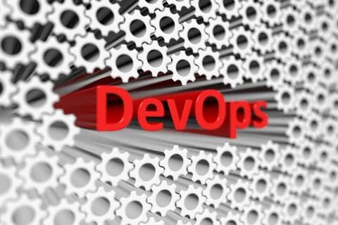 DevOps concept blurred background 3d render illustration Stock Illustration