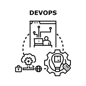 Devops concept illustrating software development and it operations 库存插图