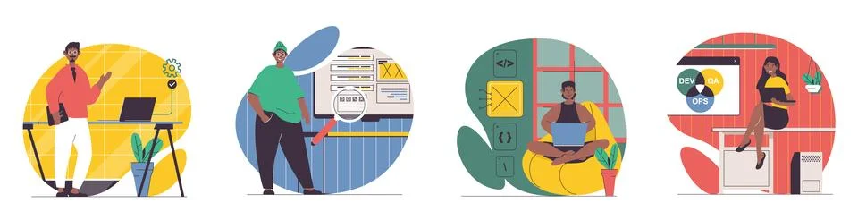 DevOps Concept illustrations 스톡 일러스트