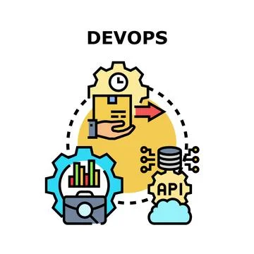 Devops concept optimizing software development processes Stock Illustration