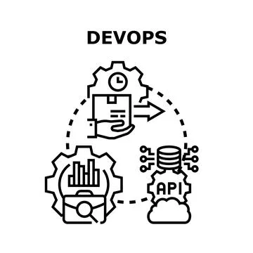 Devops concept optimizing software development processes Stock Illustration