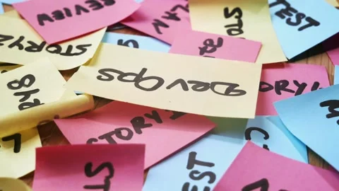 Devops concept, software scrum agile board with paper task, agile software .. Stock Footage 258110617