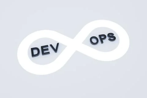 DEVOPS concept text sunlight 3D illustration Illustrazione stock