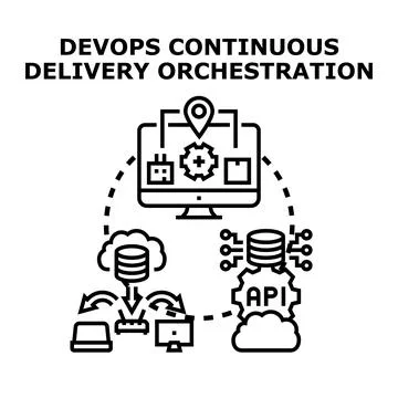 Devops continuous delivery orchestration process 스톡 일러스트