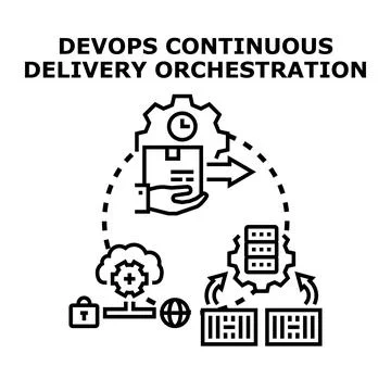 Devops continuous delivery orchestration process concept Illustration