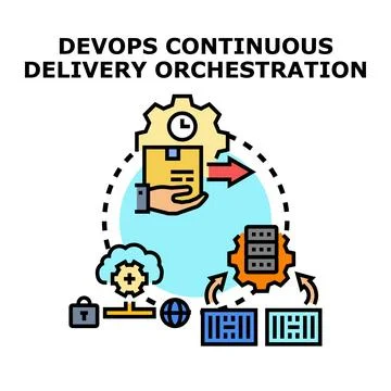 Devops continuous delivery orchestration process concept Stock Illustration