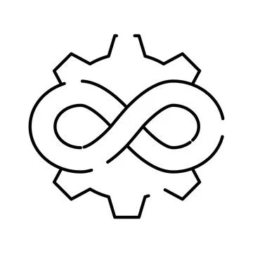 Devops continuous integration cycle automation infinity gear Stock Illustration