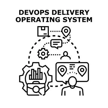 Devops delivery and operating system concept Stock Illustration