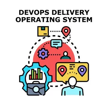 Devops delivery and operating system concept Stock Illustration