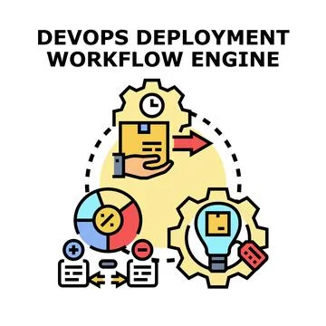 Devops deployment workflow engine concept vector Stock Illustration