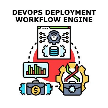 Devops deployment workflow engine concept diagram Stock-Illustration