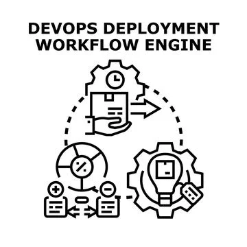 Devops deployment workflow engine concept vector Stock-Illustration