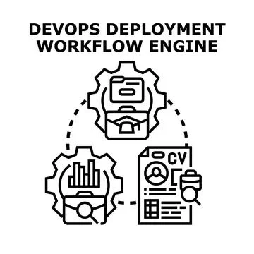 Devops deployment workflow engine cycle automation concept イラスト素材