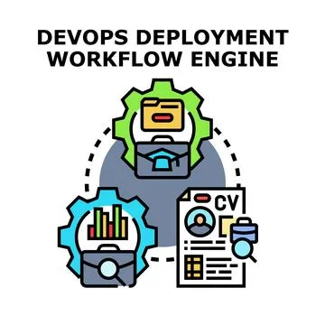 Devops deployment workflow engine cycle automation concept Stock-Illustration