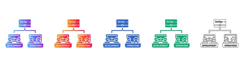 DevOps Development and Operations Integration Icons Stock Illustration