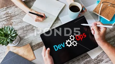 DevOps - development cycles of Automation and monitoring at all steps of Stock Photos
