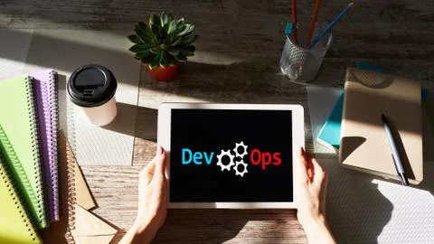 DevOps - development cycles of Automation and monitoring at all steps of Stock Photos