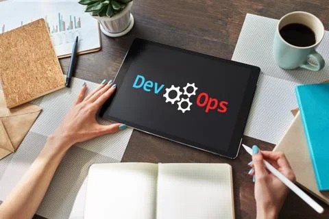 DevOps - development cycles of Automation and monitoring at all steps of Stock Photos