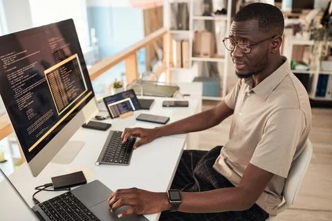 Devops Engineer Identifying Technical Problems Stock Photos
