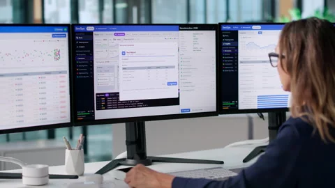 DevOps Engineer Monitors Continuous Integration Pipeline 库存影片 345855935
