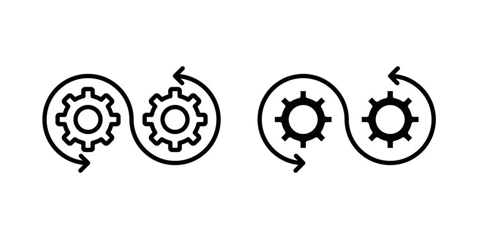 Devops icon linear versions pack on white background Stock Illustration