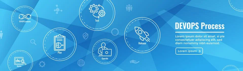 DevOps Icon Set with Dev Ops Web Header Banner Stock Illustration