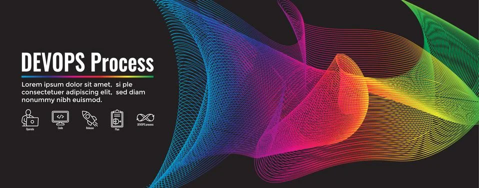 DevOps Icon Set with Dev Ops Web Header Banner Illustrazione stock