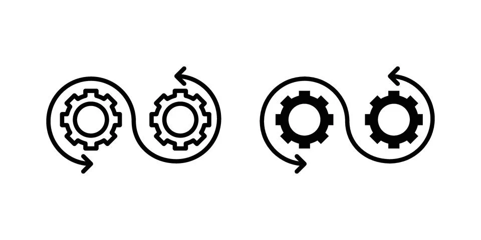 Devops icon set modern line and solid style collection. Stock Illustration
