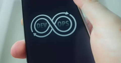 DevOps infinity loop icon, presentation Stock Footage 313443118