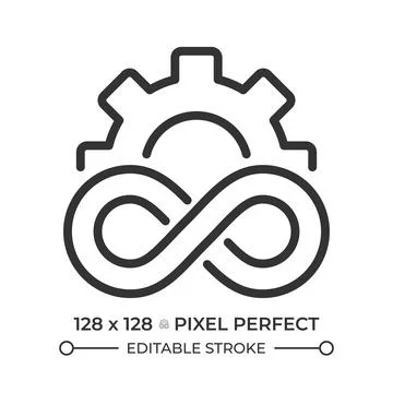Devops infinity pixel perfect line icon 库存插图
