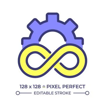 Devops infinity pixel perfect line color icon 库存插图