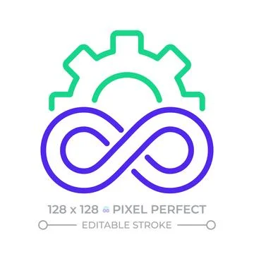 Devops infinity pixel perfect two color line icon Illustrazione stock