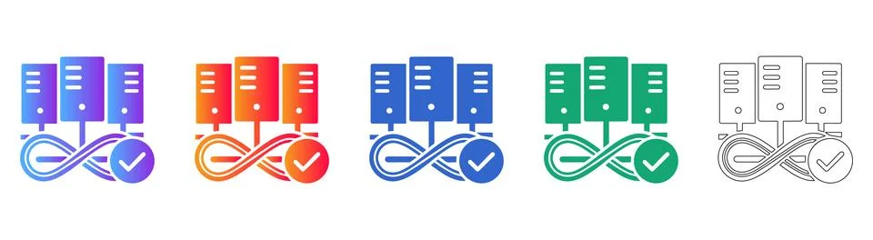 DevOps Infinity Server Network Icons Stock Illustration