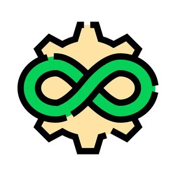 Devops infinity symbol on gear icon Stock Illustration