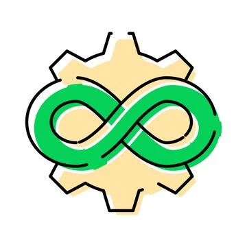 Devops infinity symbol integrating software development cycle Stock Illustration