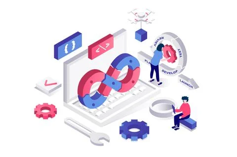 DevOps Isometric Concept Stock Illustration