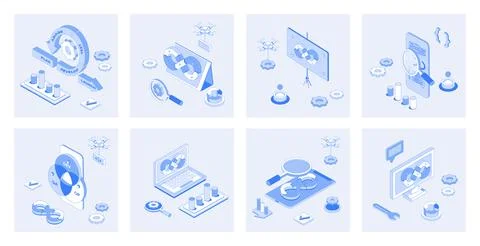 DevOps Isometric Concepts イラスト素材